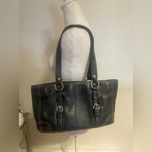 Coach Vintage Black Pebbled Leather Satchel Y2K Handbag Purse w/ Tag